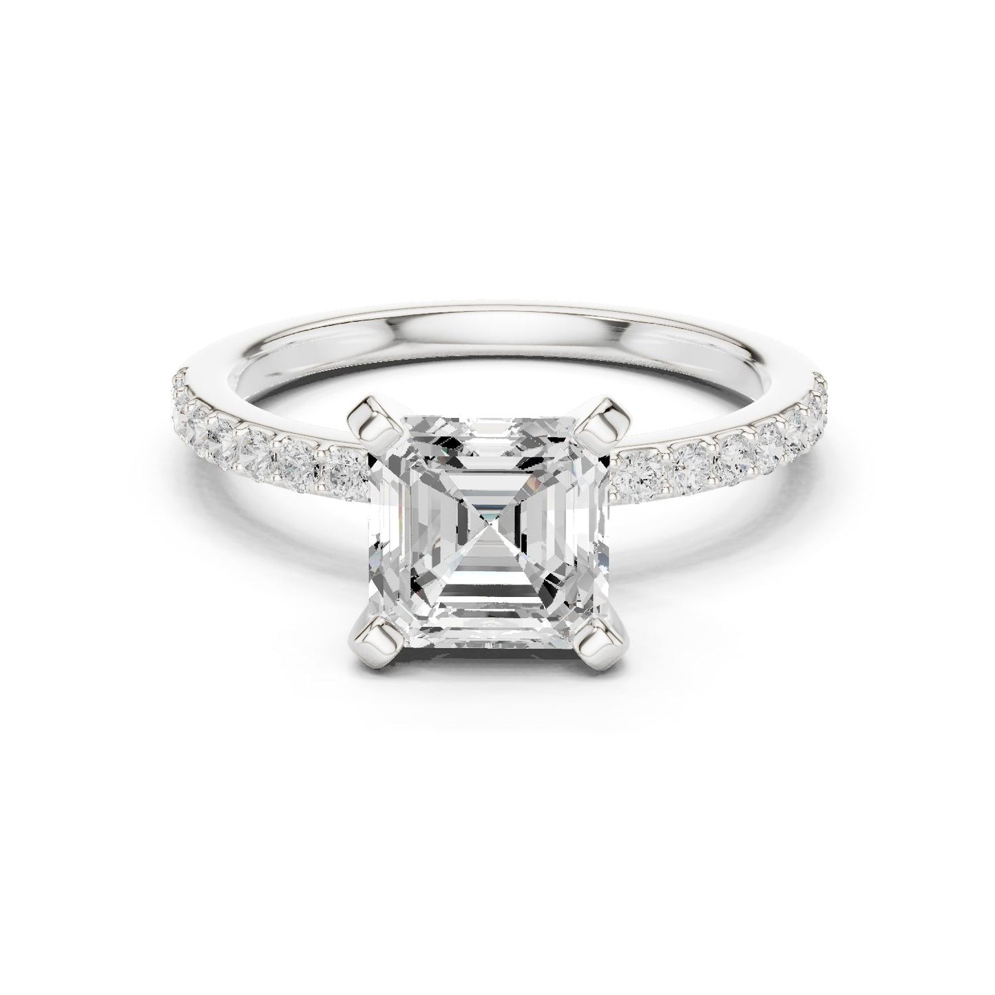 Emerald Lab Grown Diamond Pave Engagement Ring