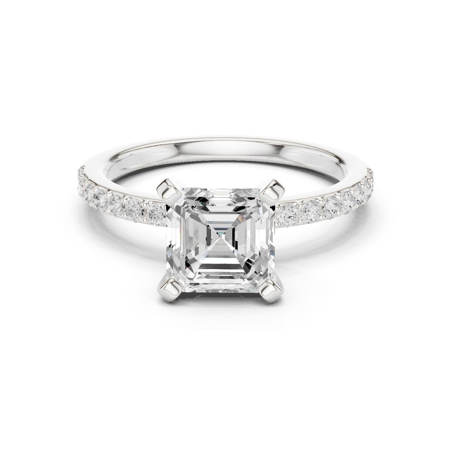 Emerald Lab Grown Diamond Pave Engagement Ring