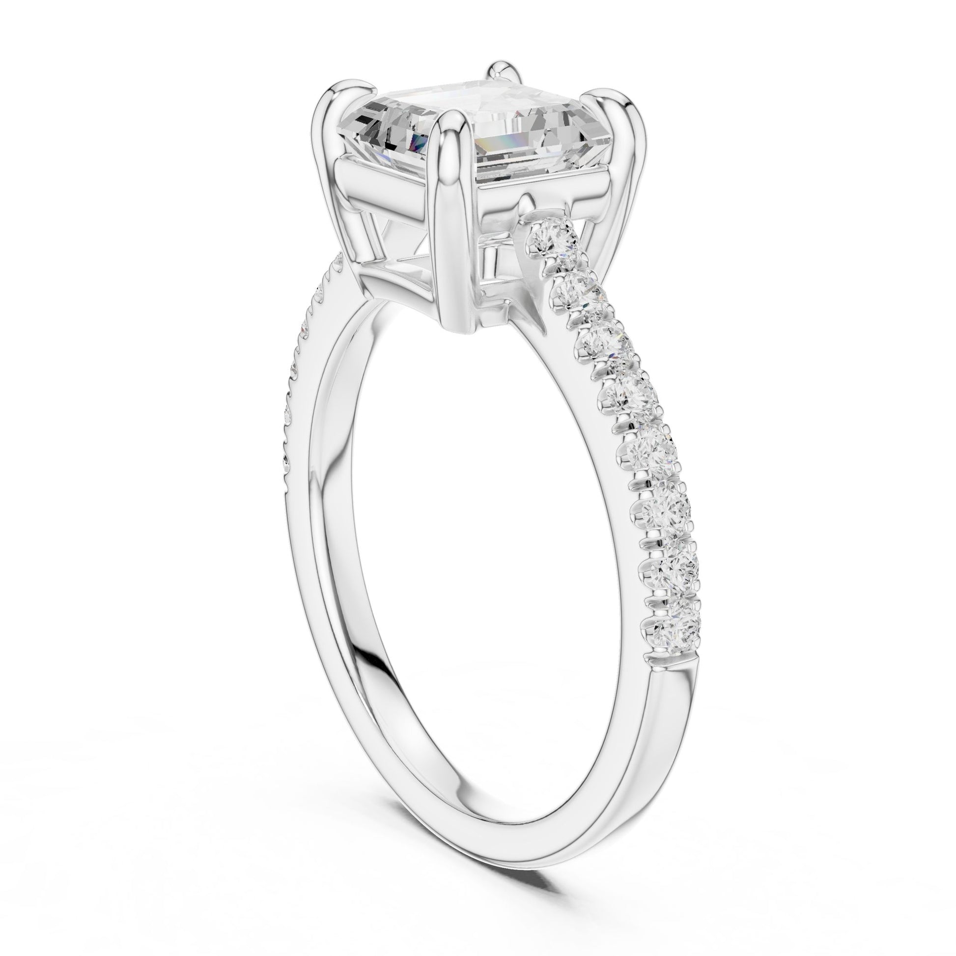 Emerald Lab Grown Diamond Pave Engagement Ring