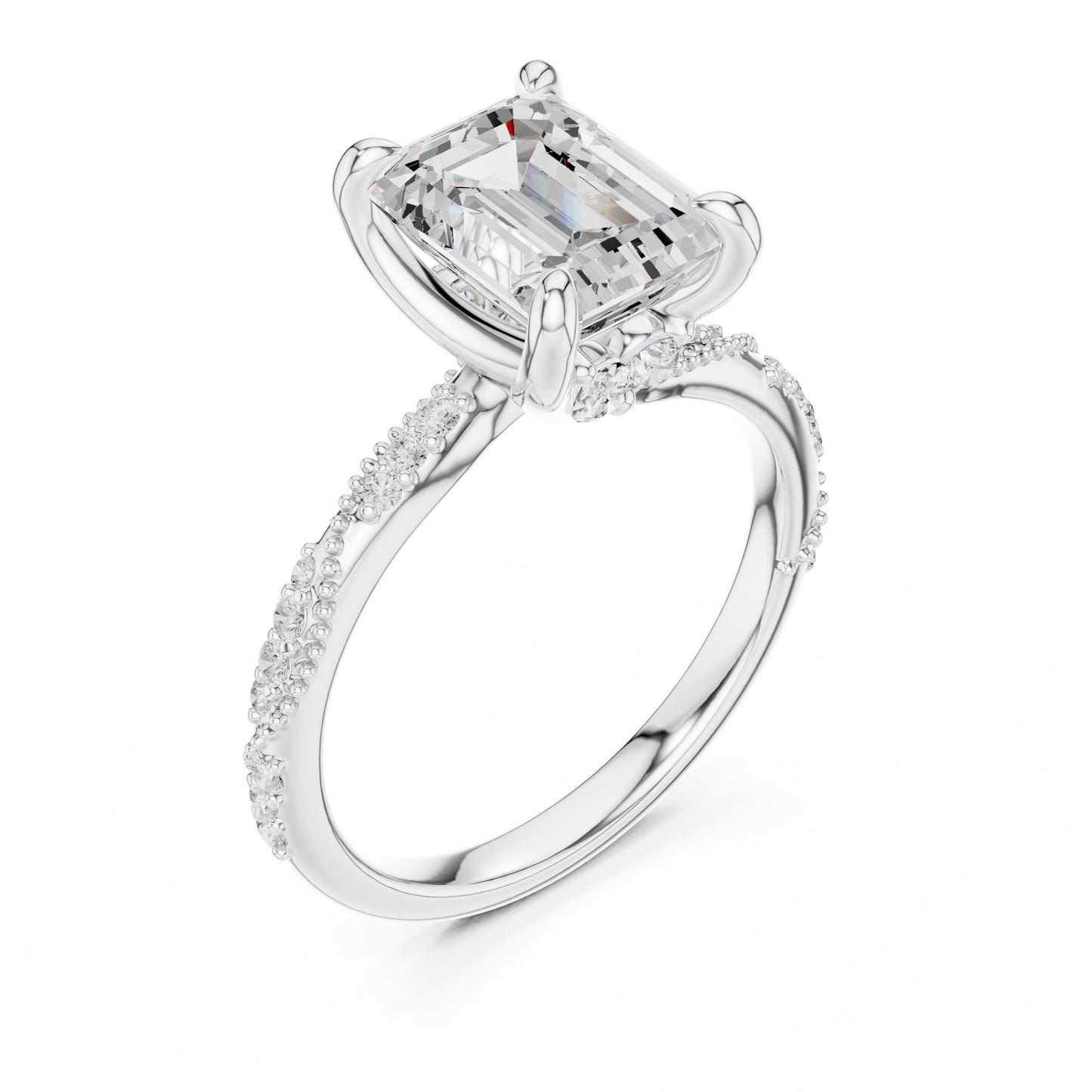 Emerald Lab Grown Diamond Pave Engagement Ring