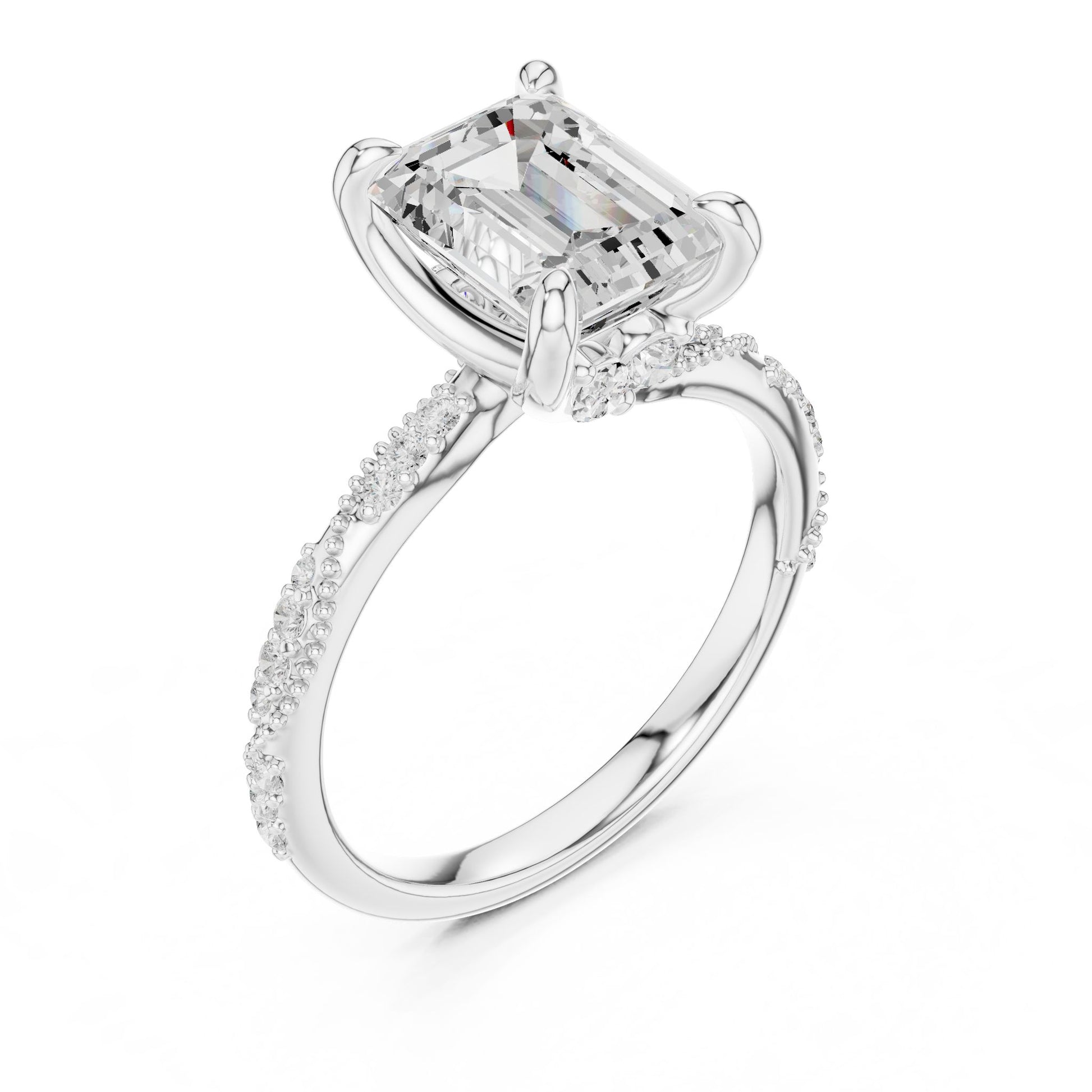 Emerald Lab Grown Diamond Pave Engagement Ring