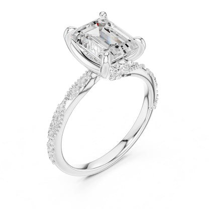 Emerald Lab Grown Diamond Pave Engagement Ring