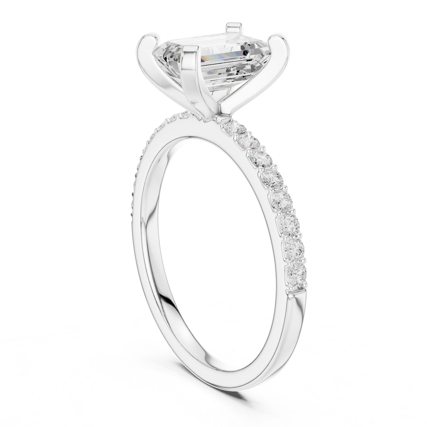 Emerald Lab Grown Diamond Pave Engagement Ring