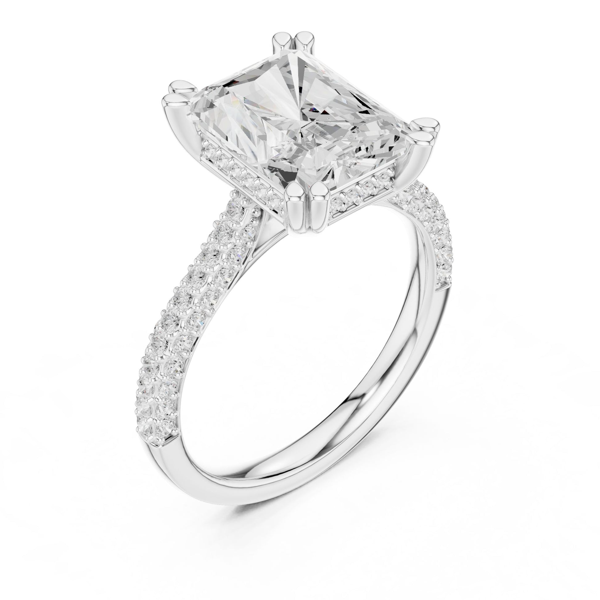 Emerald Lab Grown Diamond Pave Engagement Ring