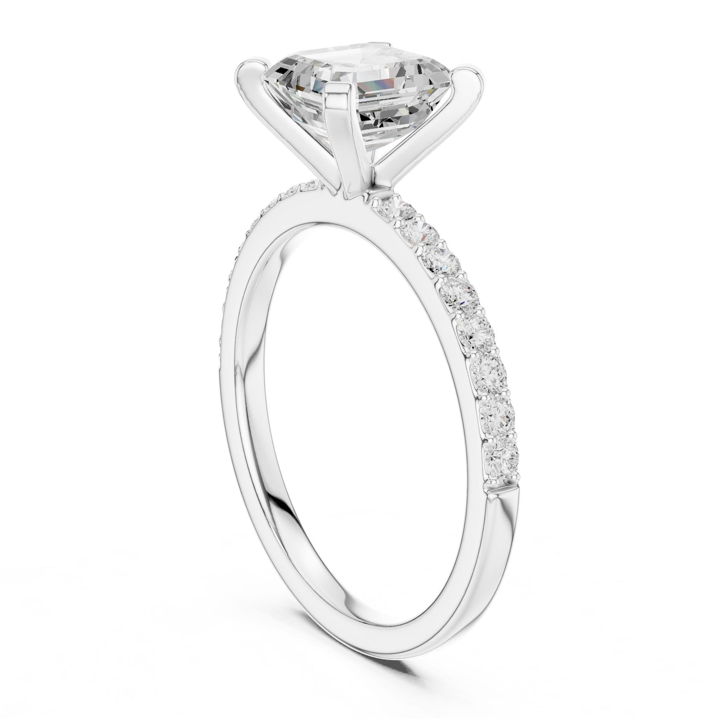 Emerald Lab Grown Diamond Pave Engagement Ring