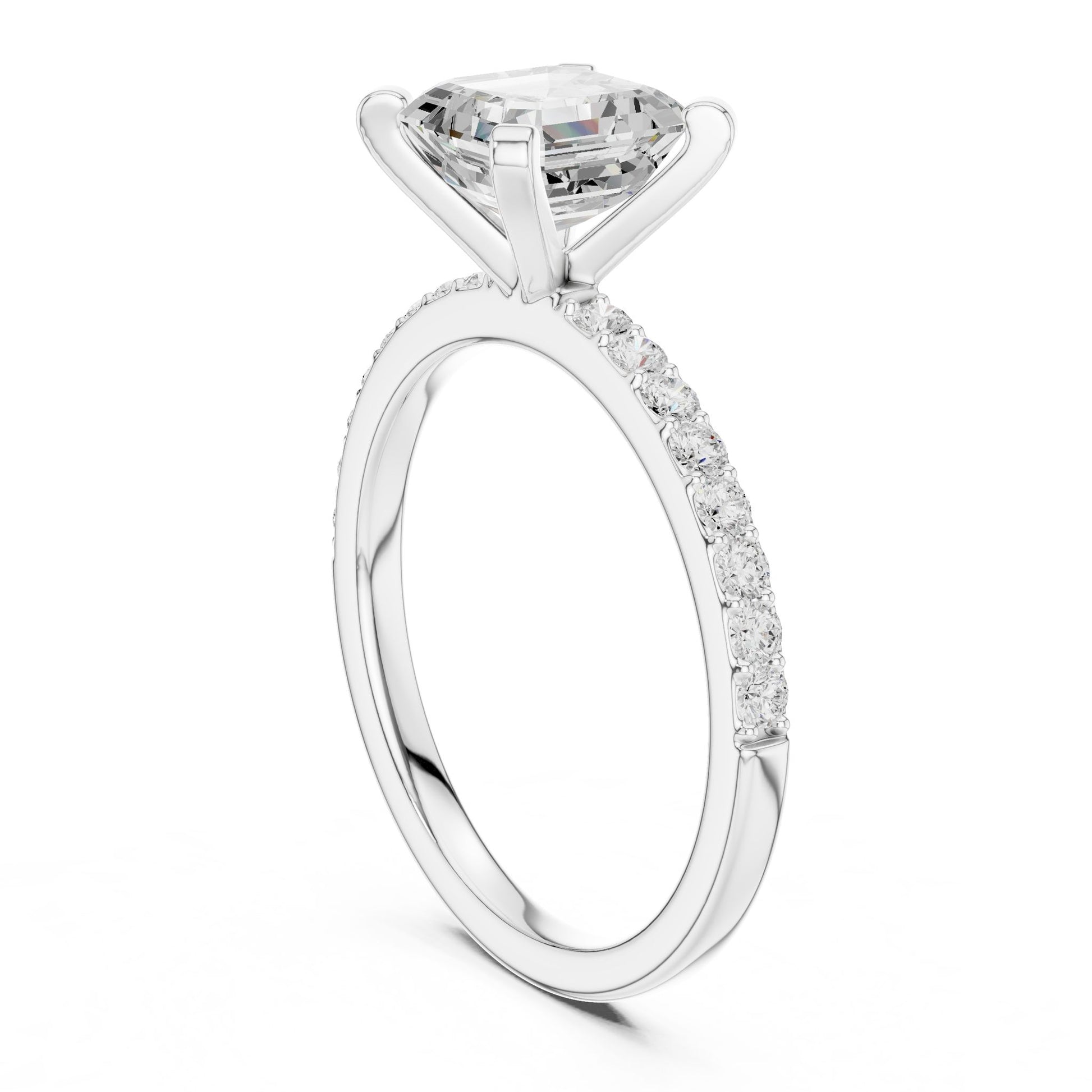 Emerald Lab Grown Diamond Pave Engagement Ring