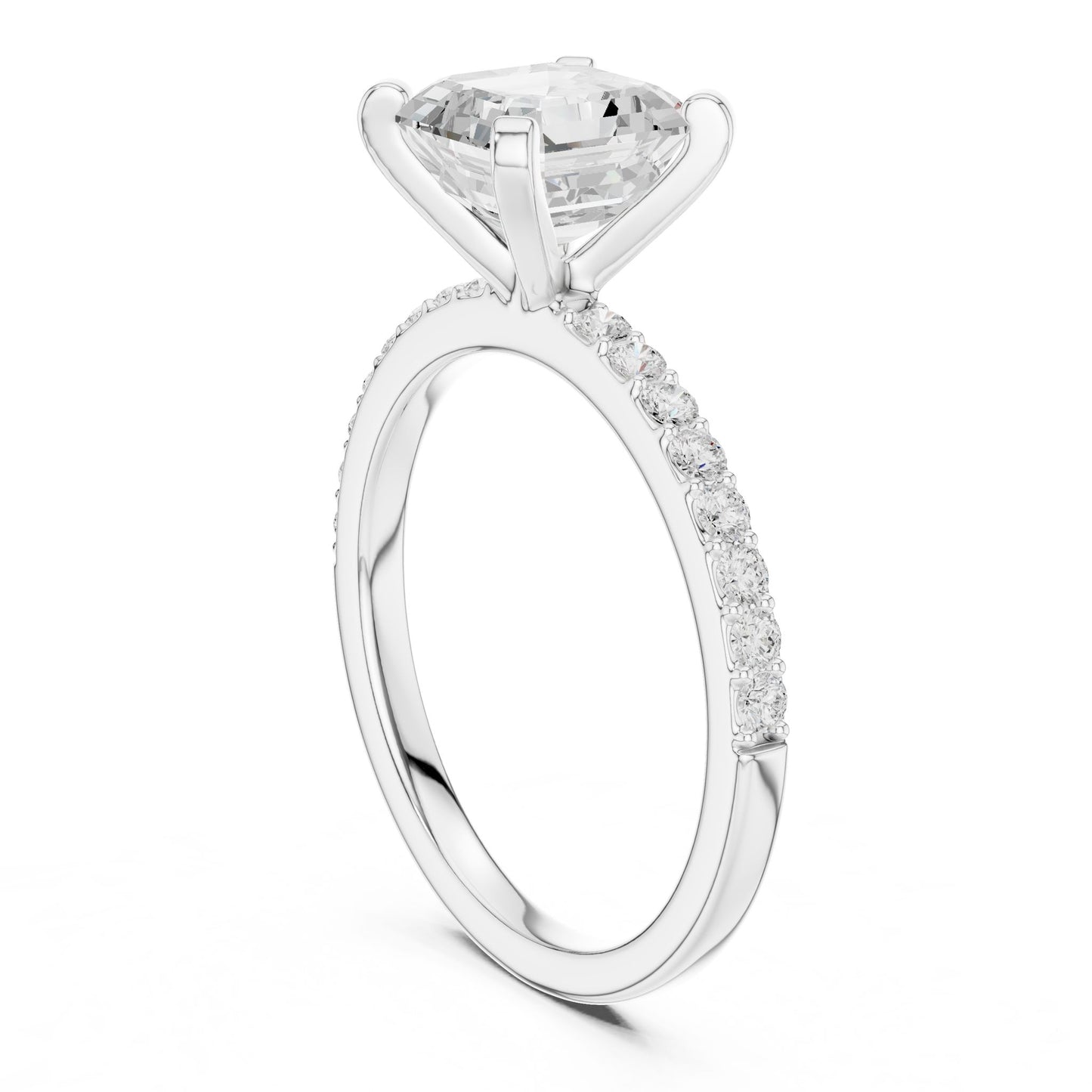 Emerald Lab Grown Diamond Pave Engagement Ring