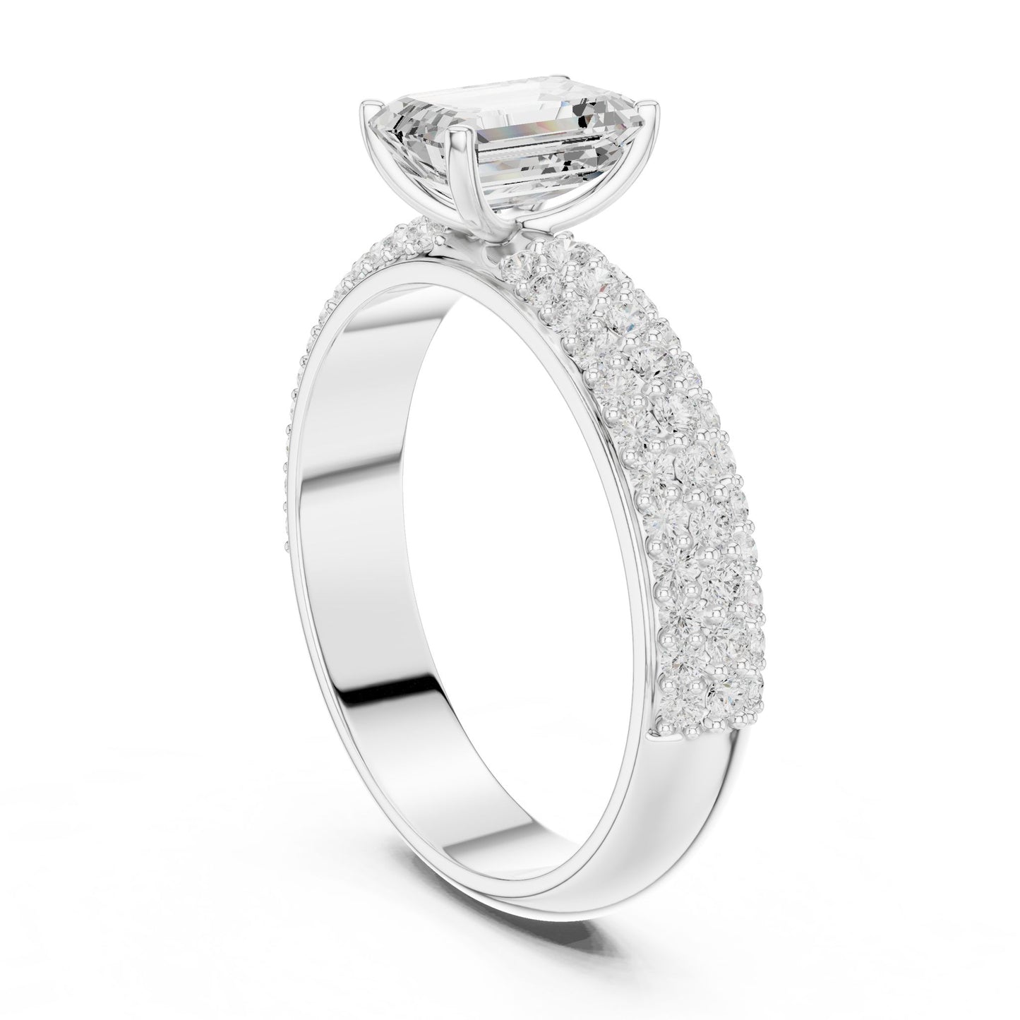 Emerald Lab Grown Diamond Pave Engagement Ring