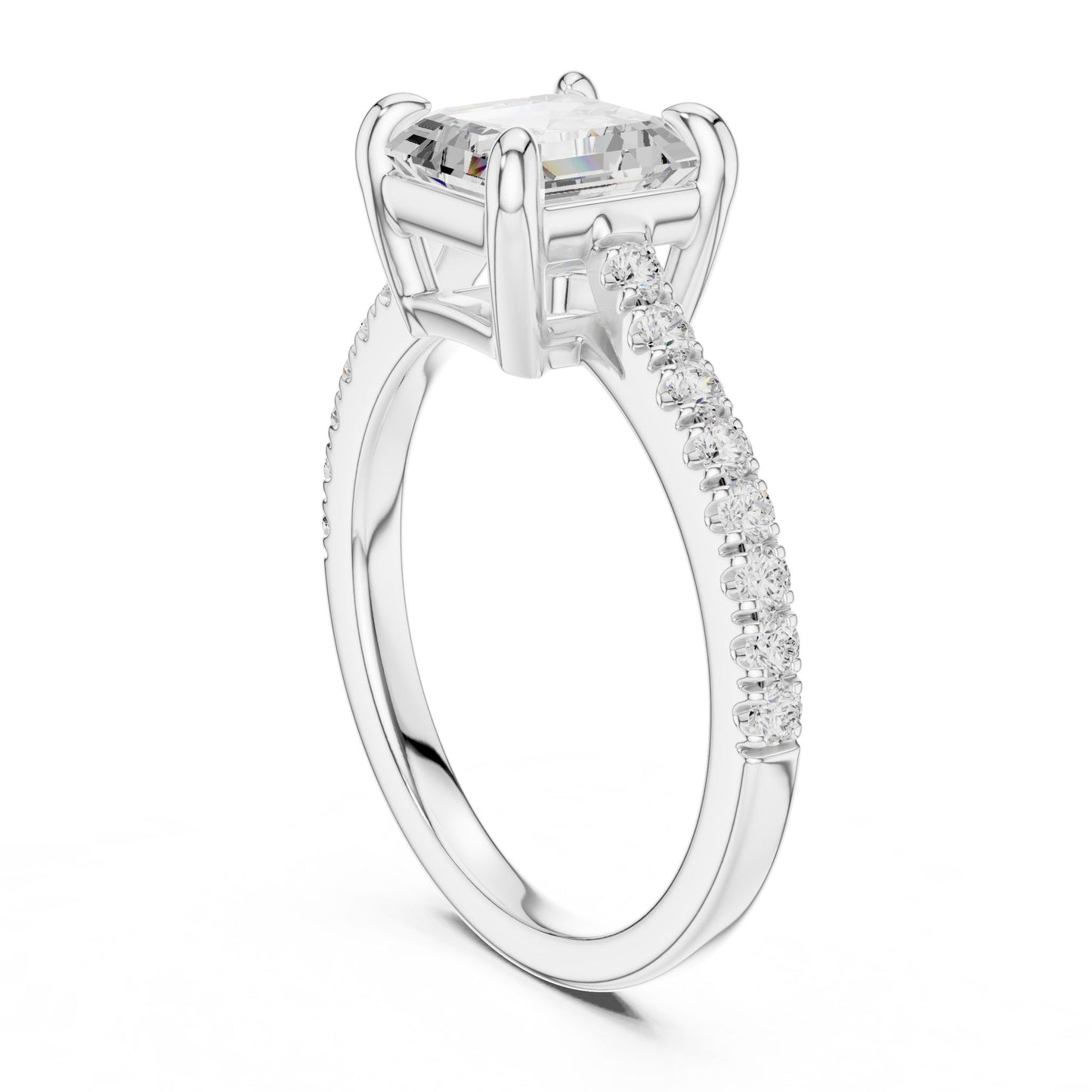 Emerald Lab Grown Diamond Pave Engagement Ring