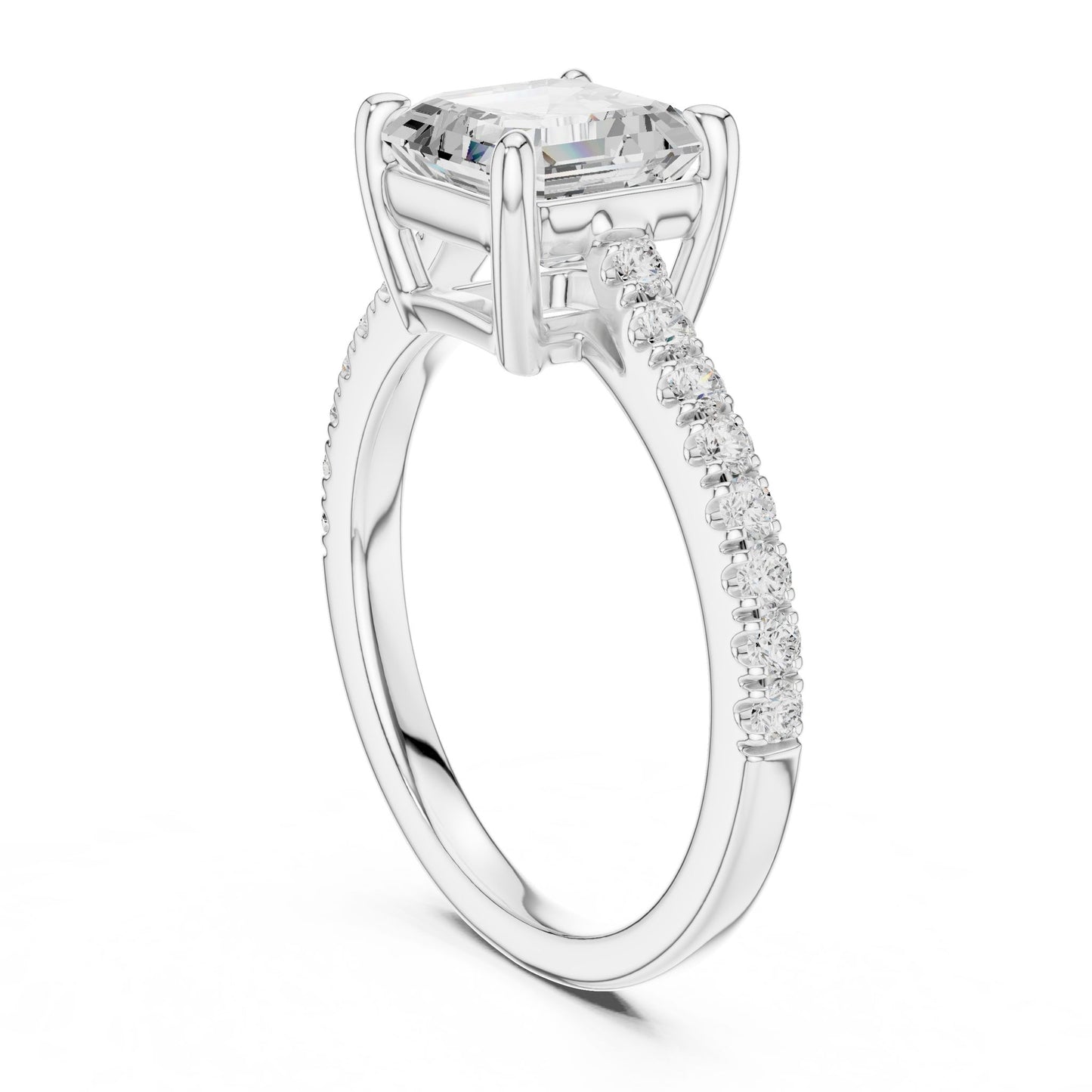 Emerald Lab Grown Diamond Pave Engagement Ring