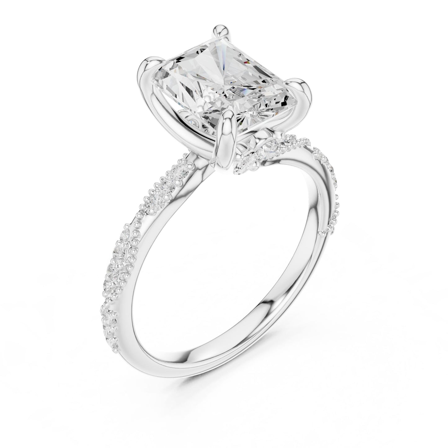 Emerald Lab Grown Diamond Pave Engagement Ring