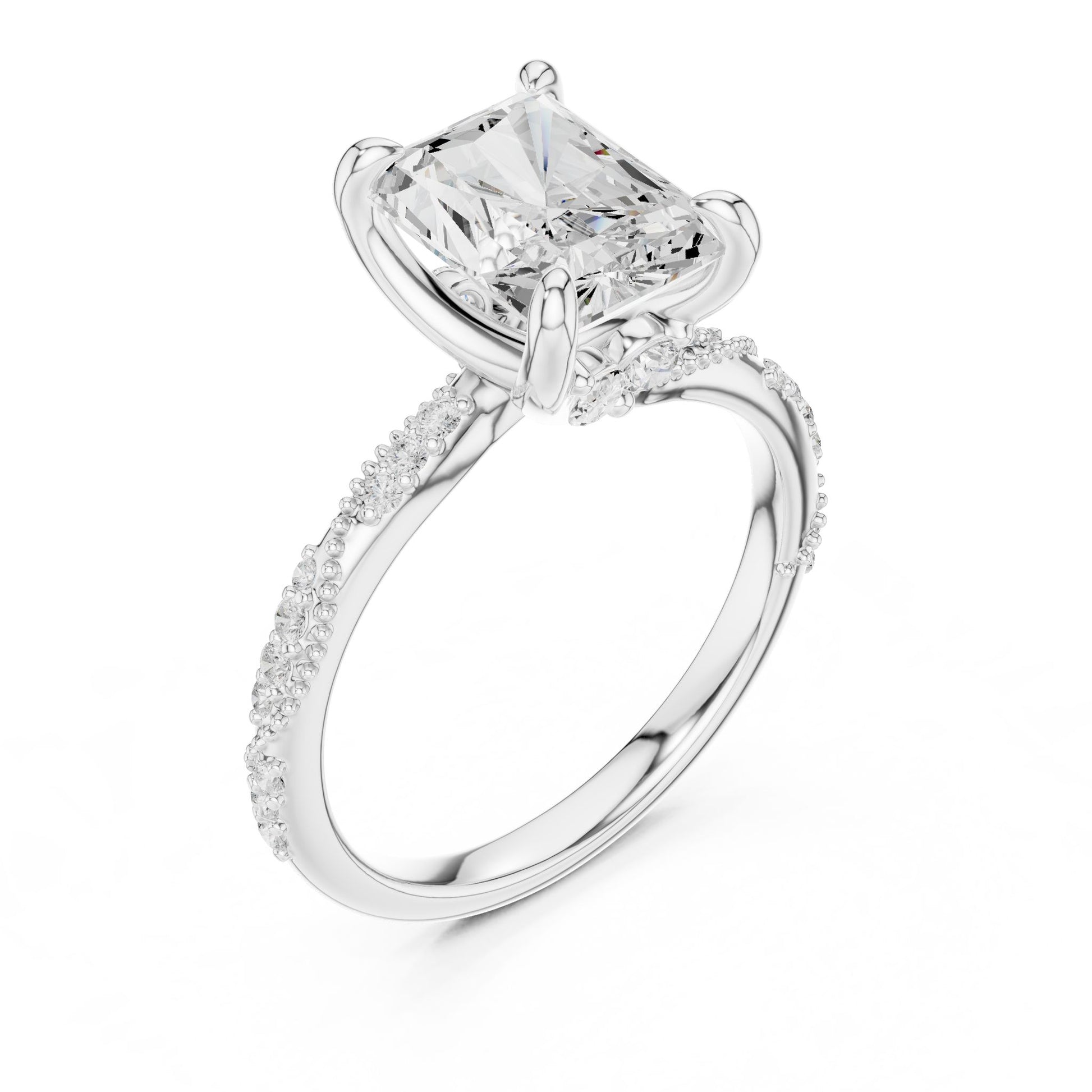 Emerald Lab Grown Diamond Pave Engagement Ring