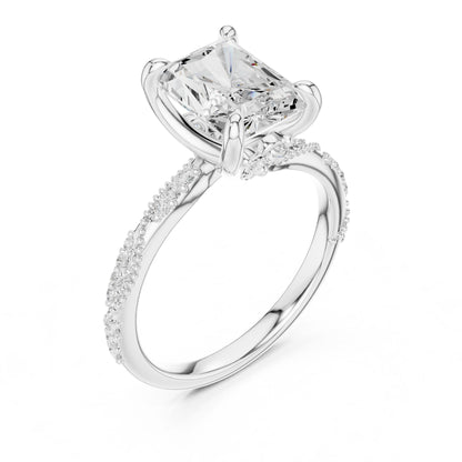 Emerald Lab Grown Diamond Pave Engagement Ring