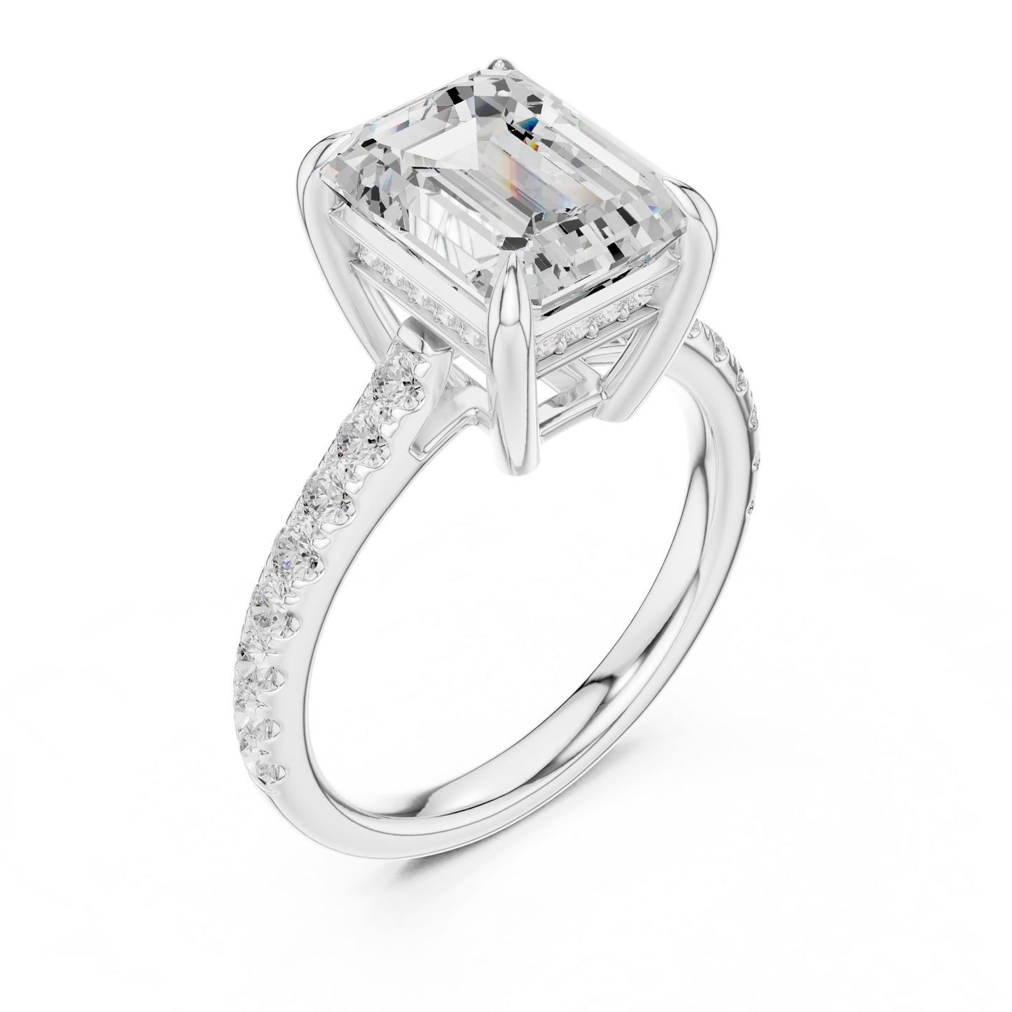 Emerald Lab Grown Diamond Pave Engagement Ring