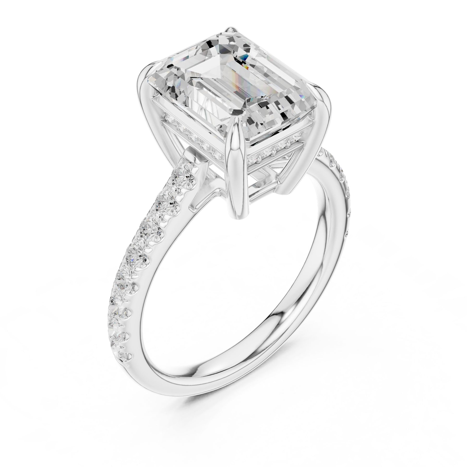 Emerald Lab Grown Diamond Pave Engagement Ring
