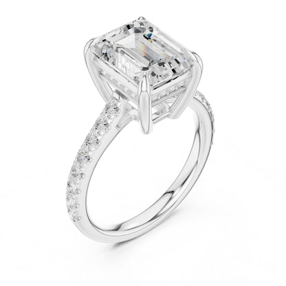 Emerald Lab Grown Diamond Pave Engagement Ring