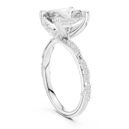Emerald Lab Grown Diamond Pave Engagement Ring