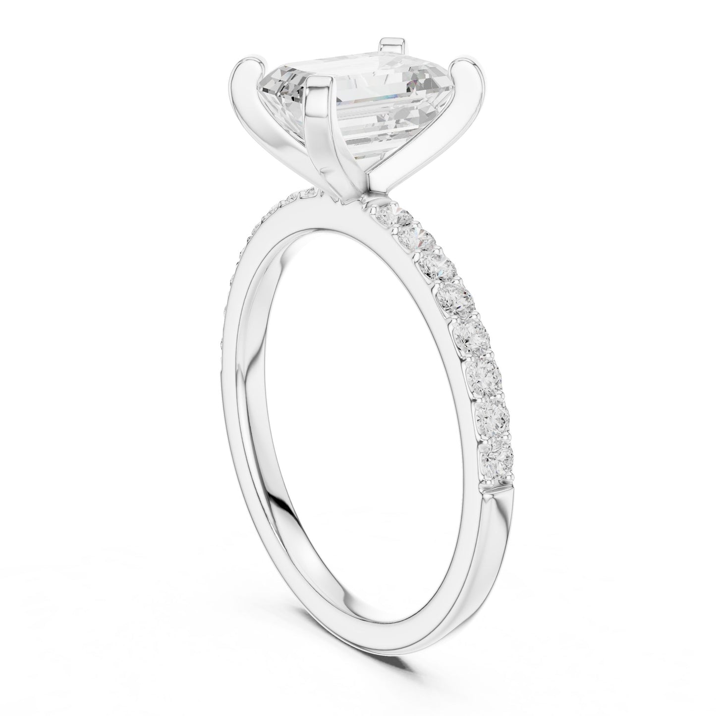 Emerald Lab Grown Diamond Pave Engagement Ring