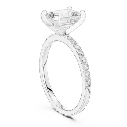Emerald Lab Grown Diamond Pave Engagement Ring