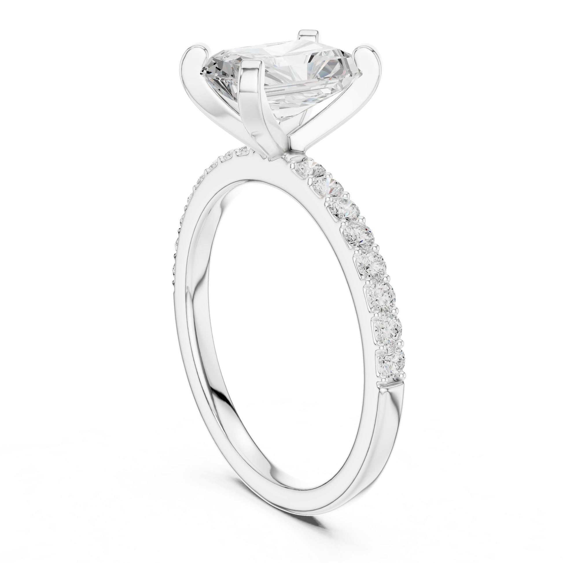Emerald Lab Grown Diamond Pave Engagement Ring
