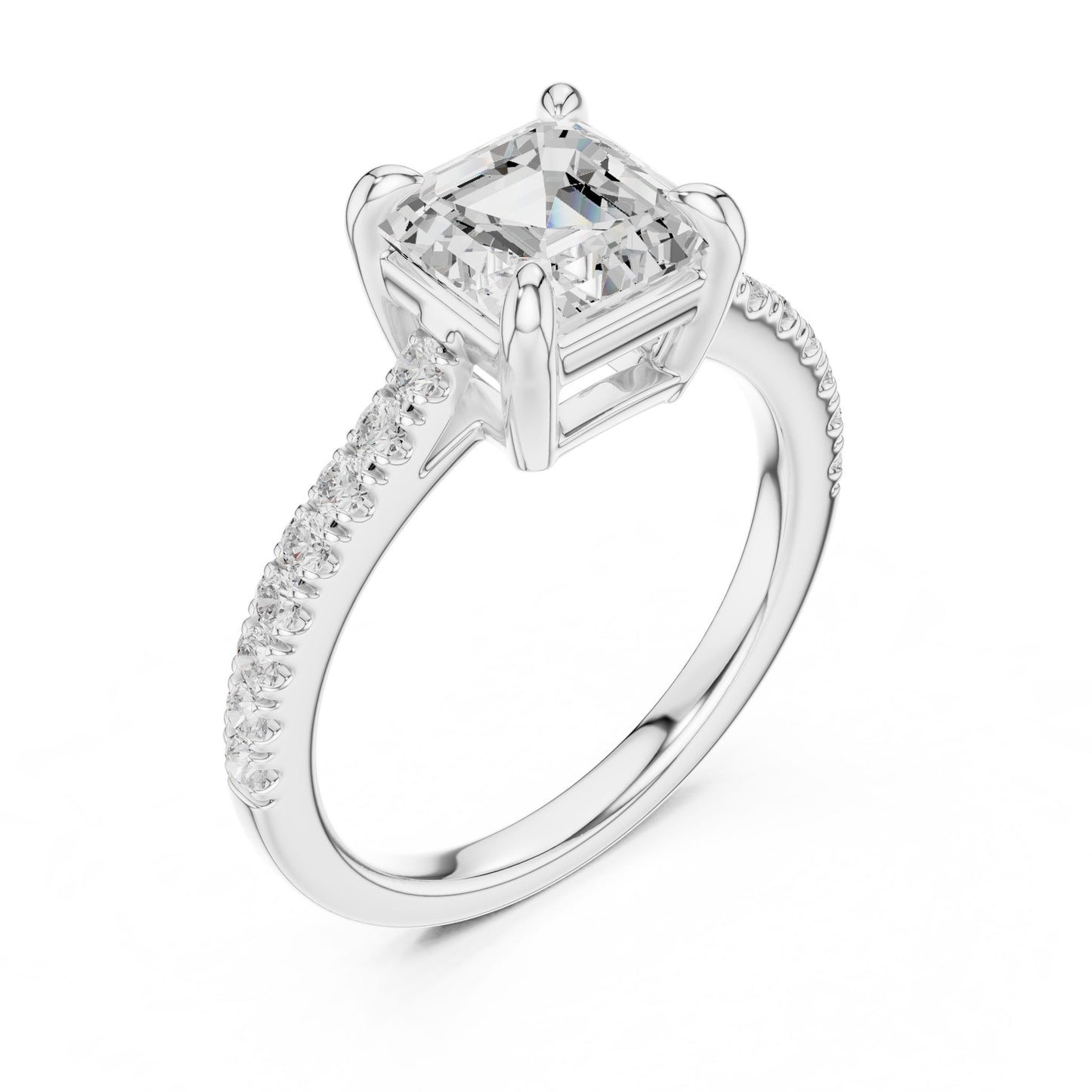 Emerald Lab Grown Diamond Pave Engagement Ring