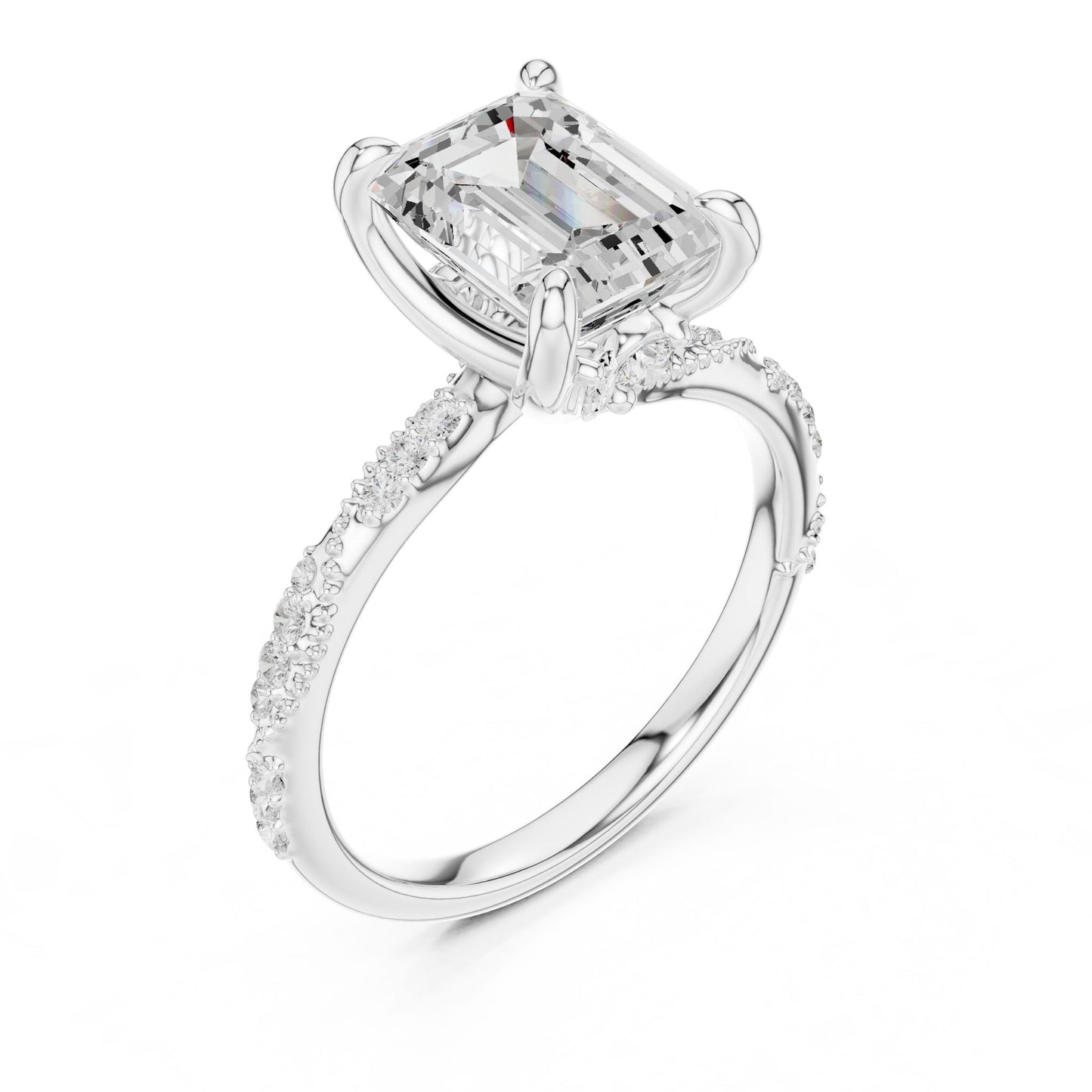 Emerald Lab Grown Diamond Pave Engagement Ring