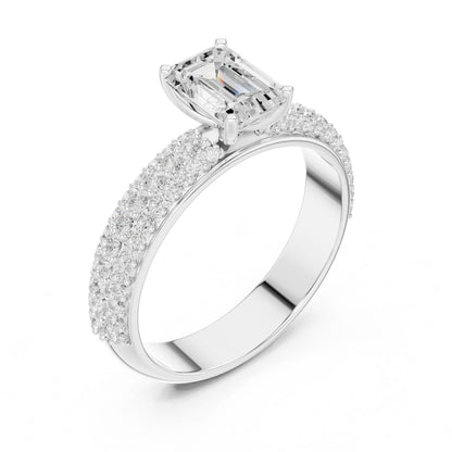 Emerald Lab Grown Diamond Pave Engagement Ring