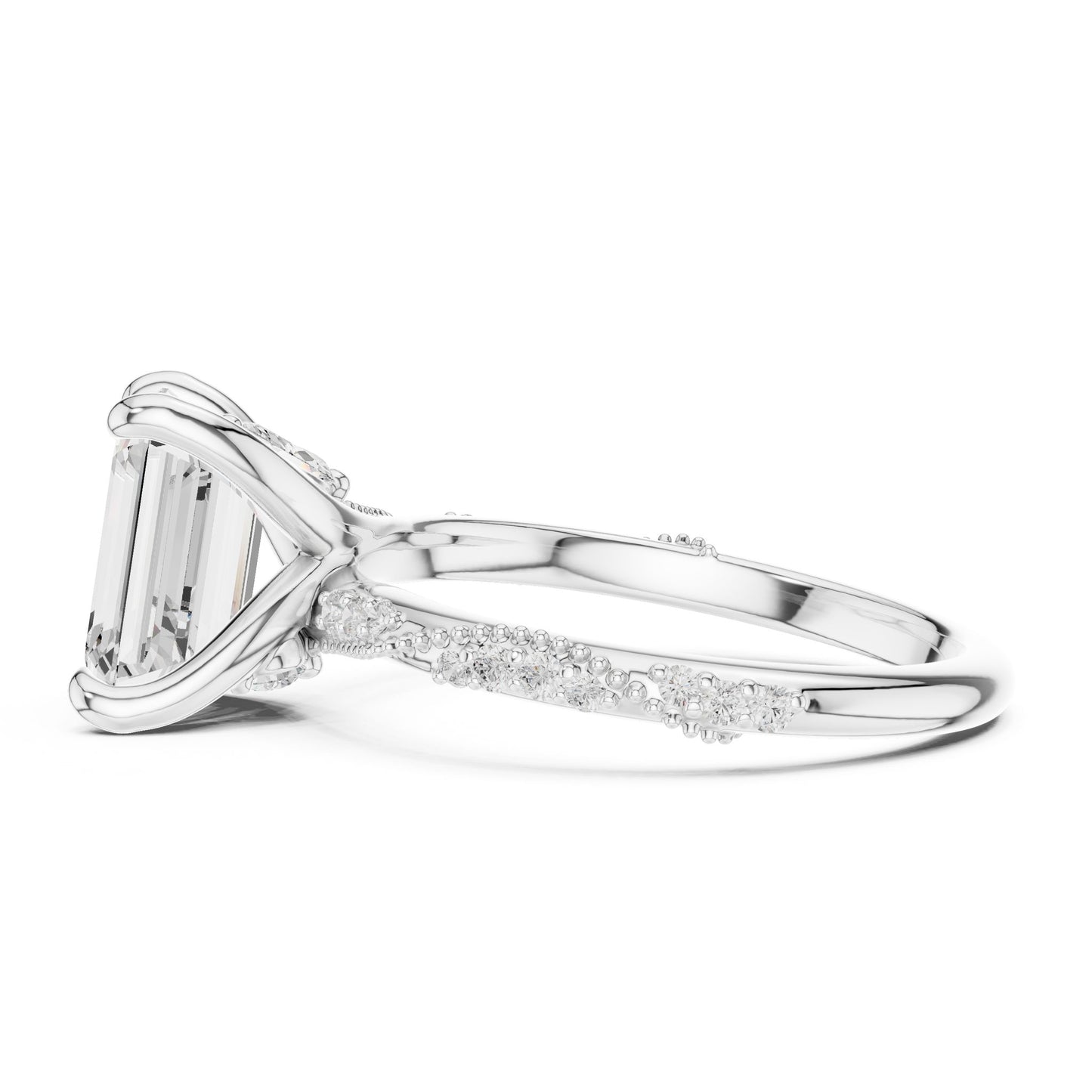 Emerald Lab Grown Diamond Pave Engagement Ring