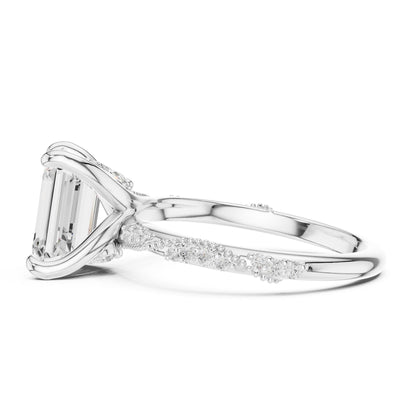 Emerald Lab Grown Diamond Pave Engagement Ring