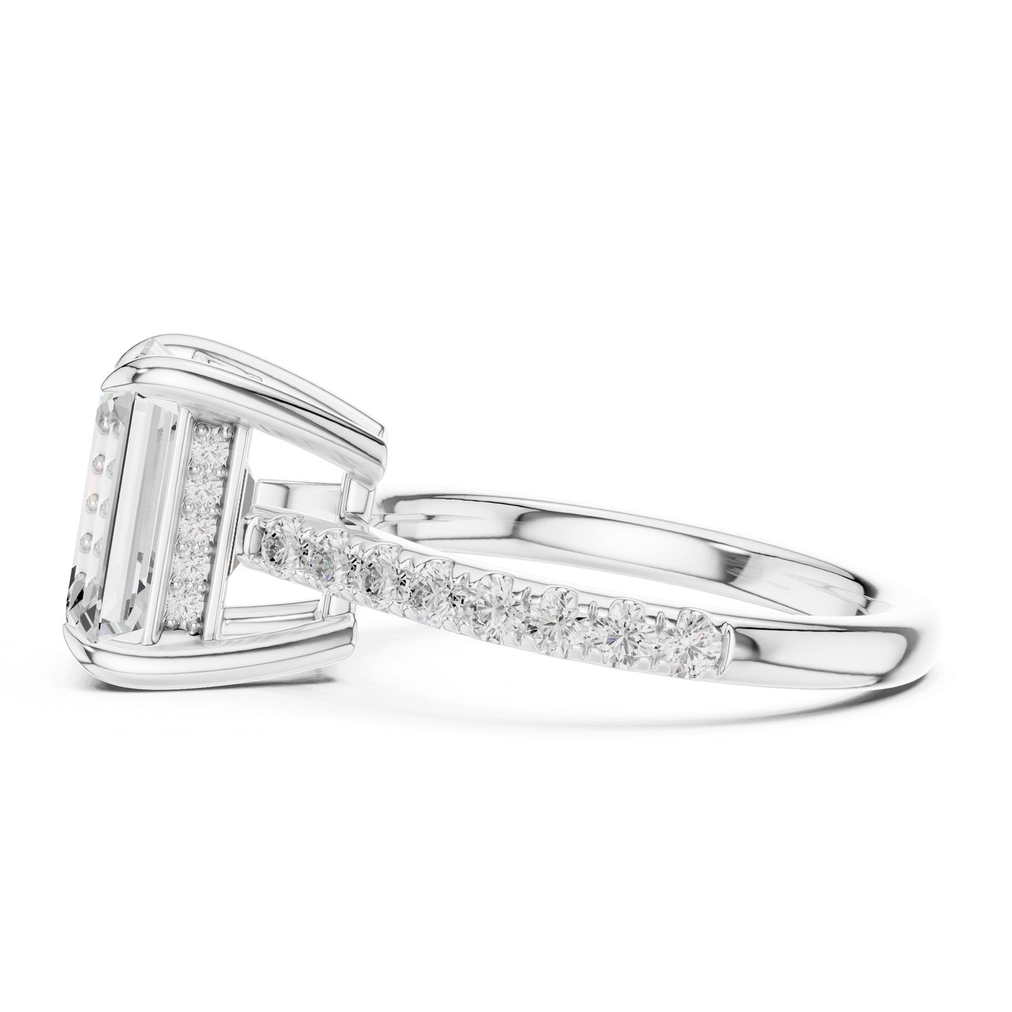 Emerald Lab Grown Diamond Pave Engagement Ring