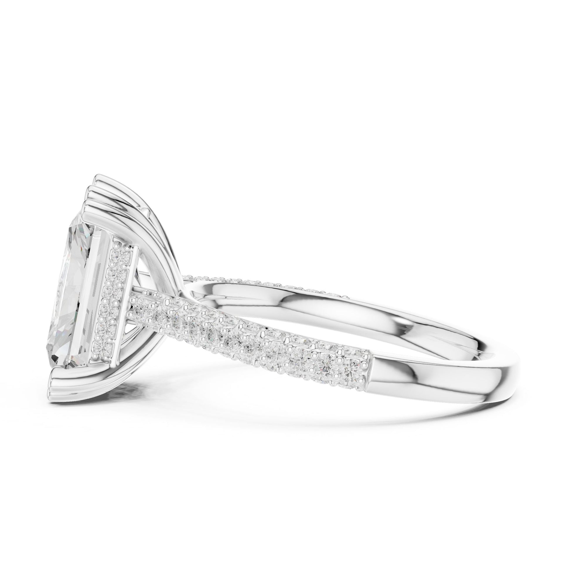 Emerald Lab Grown Diamond Pave Engagement Ring