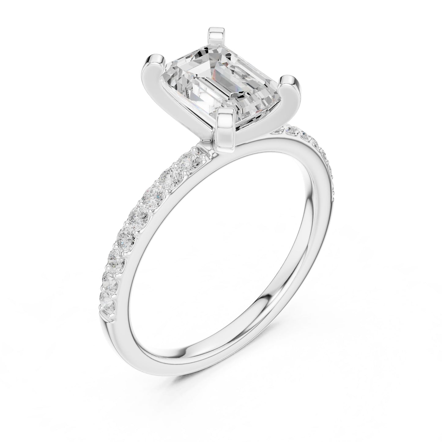 Emerald Lab Grown Diamond Pave Engagement Ring