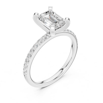 Emerald Lab Grown Diamond Pave Engagement Ring