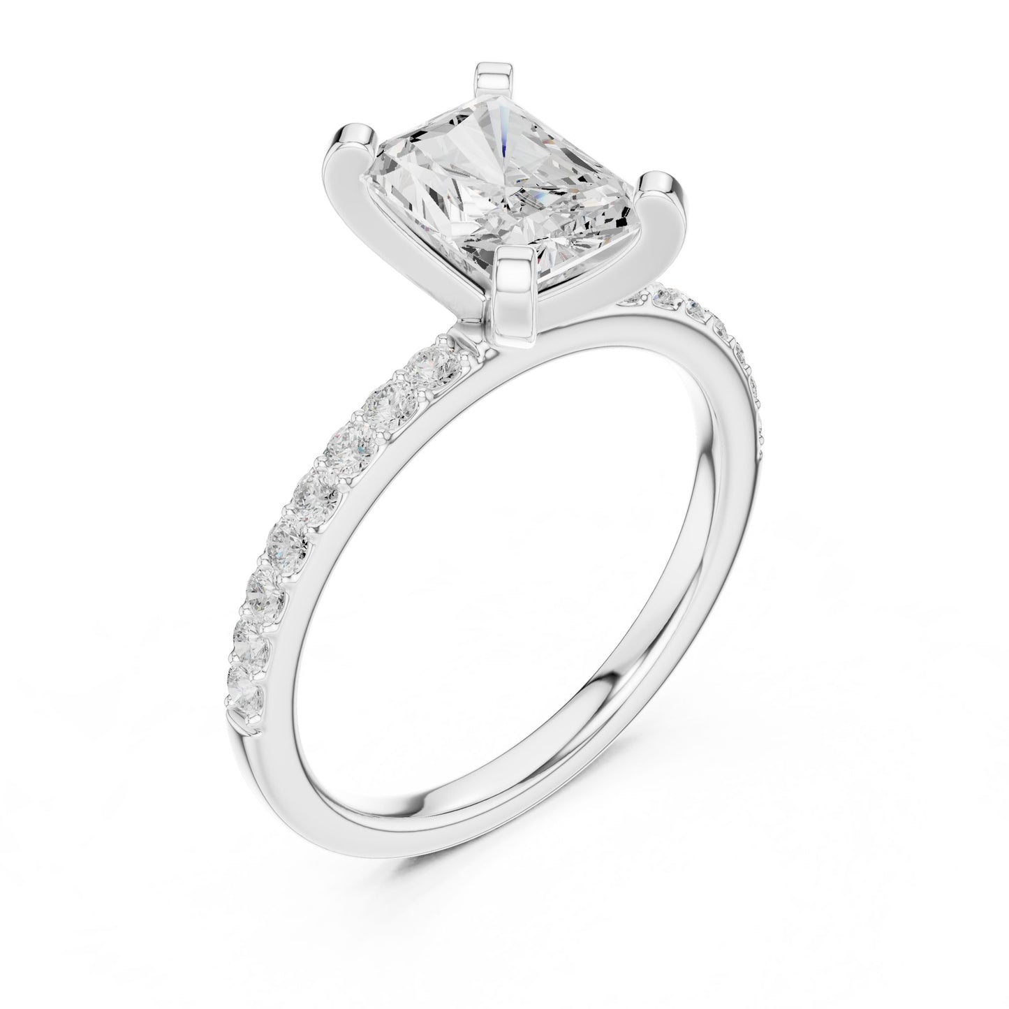 Emerald Lab Grown Diamond Pave Engagement Ring