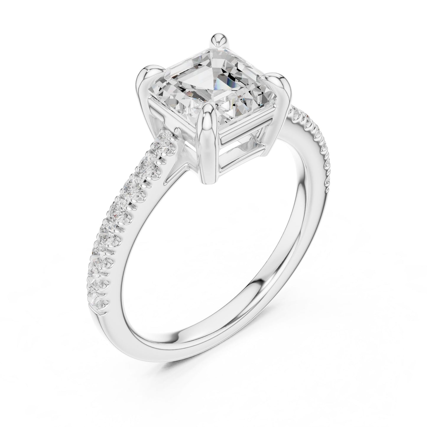 Emerald Lab Grown Diamond Pave Engagement Ring