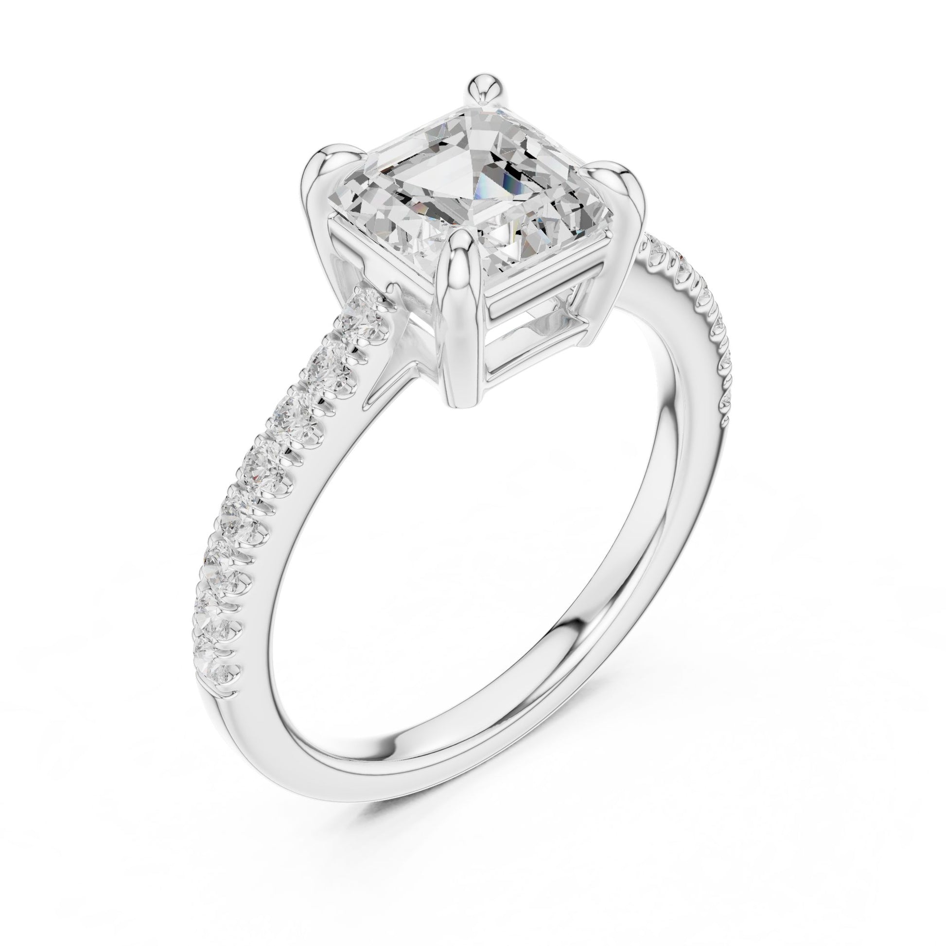 Emerald Lab Grown Diamond Pave Engagement Ring