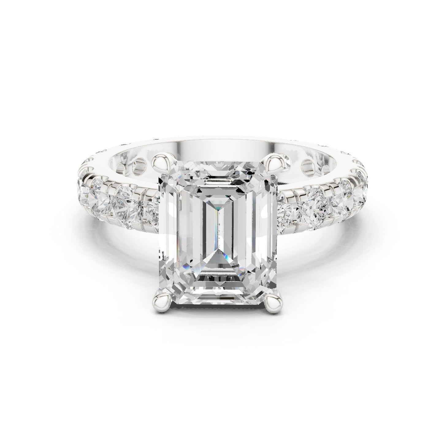 Emerald Lab Grown Diamond Pave Engagement Ring