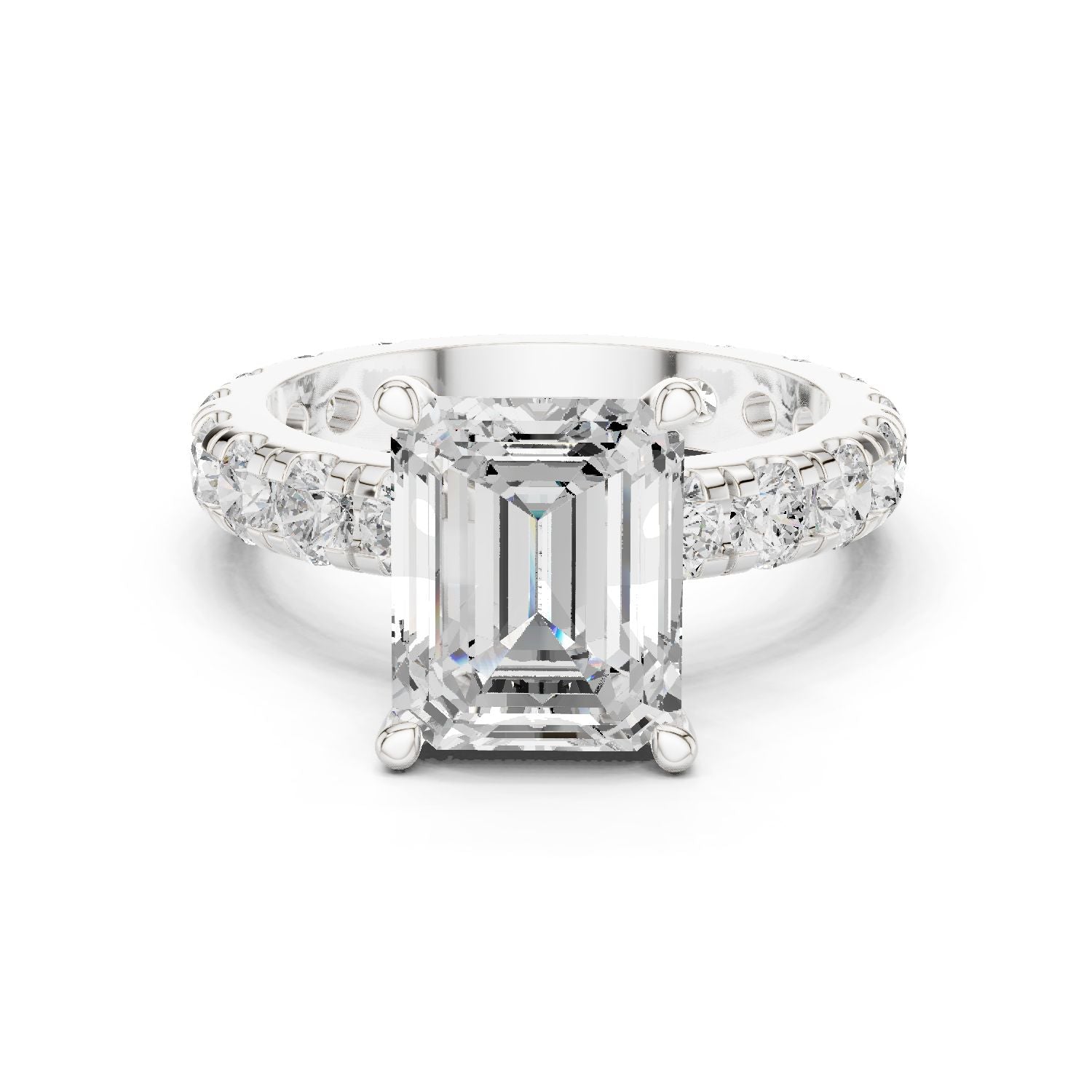 Emerald Lab Grown Diamond Pave Engagement Ring