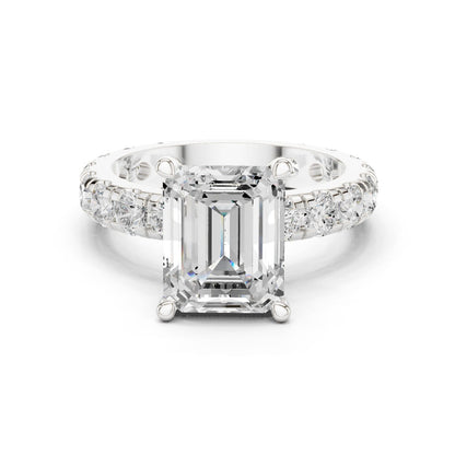 Emerald Lab Grown Diamond Pave Engagement Ring