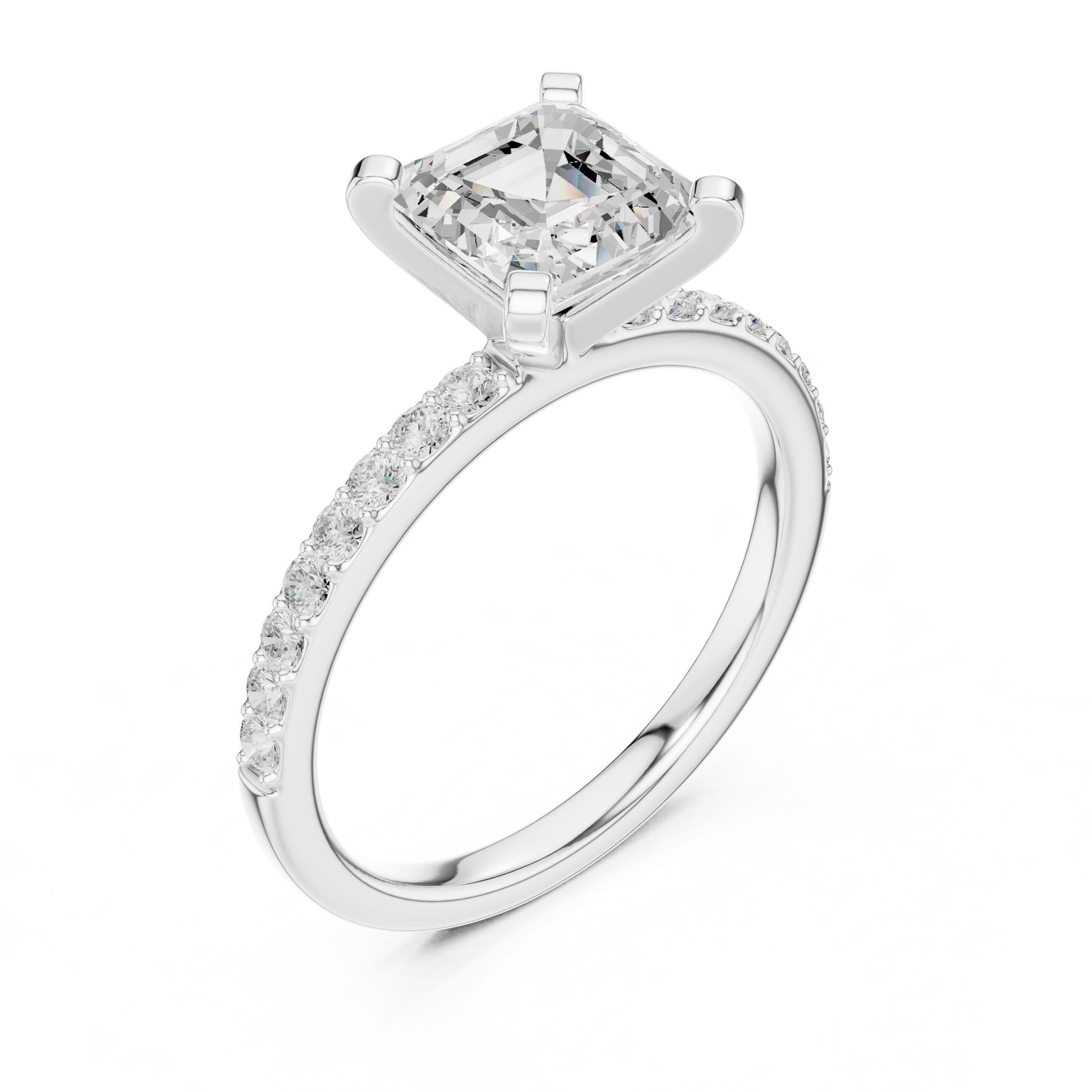 Emerald Lab Grown Diamond Pave Engagement Ring