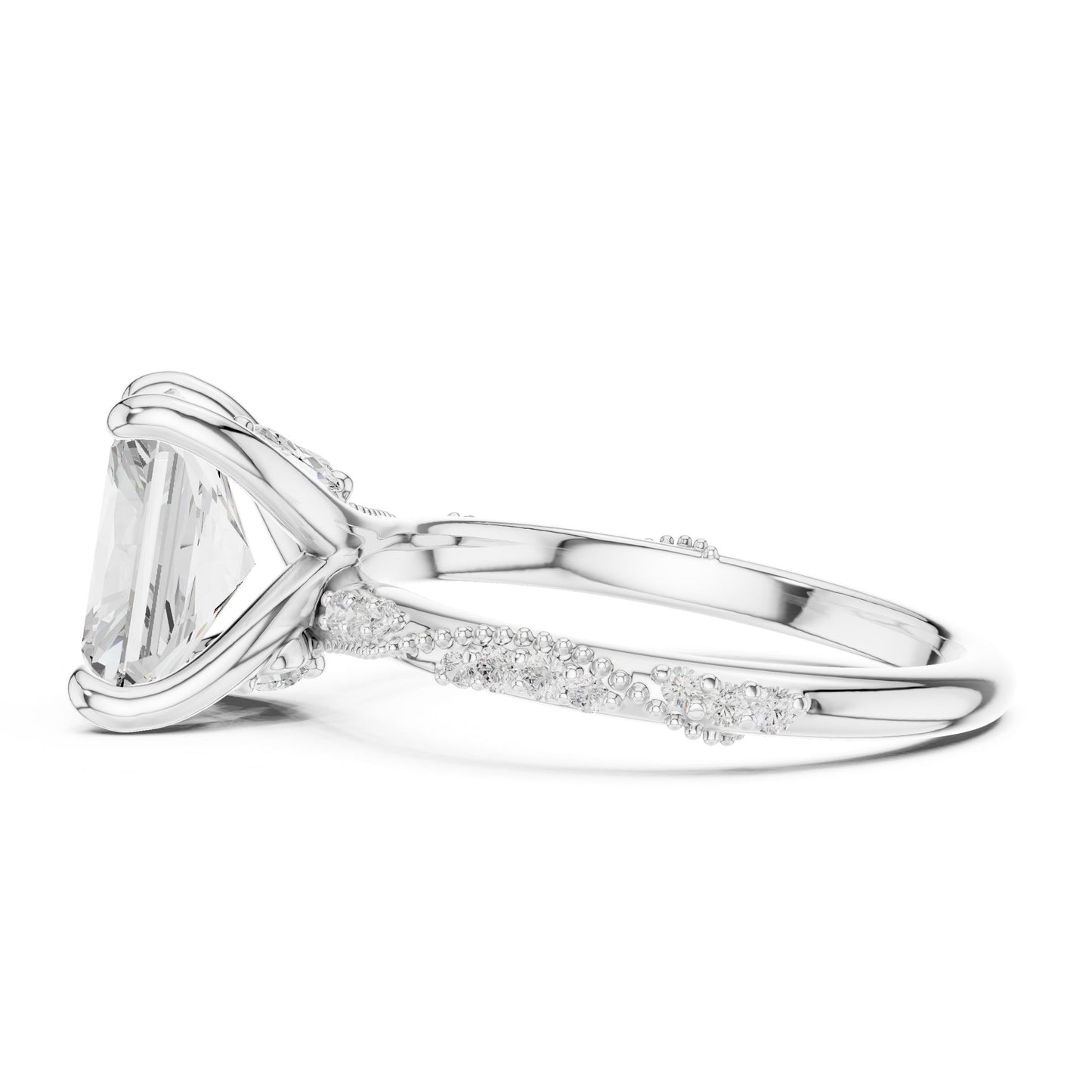 Emerald Lab Grown Diamond Pave Engagement Ring