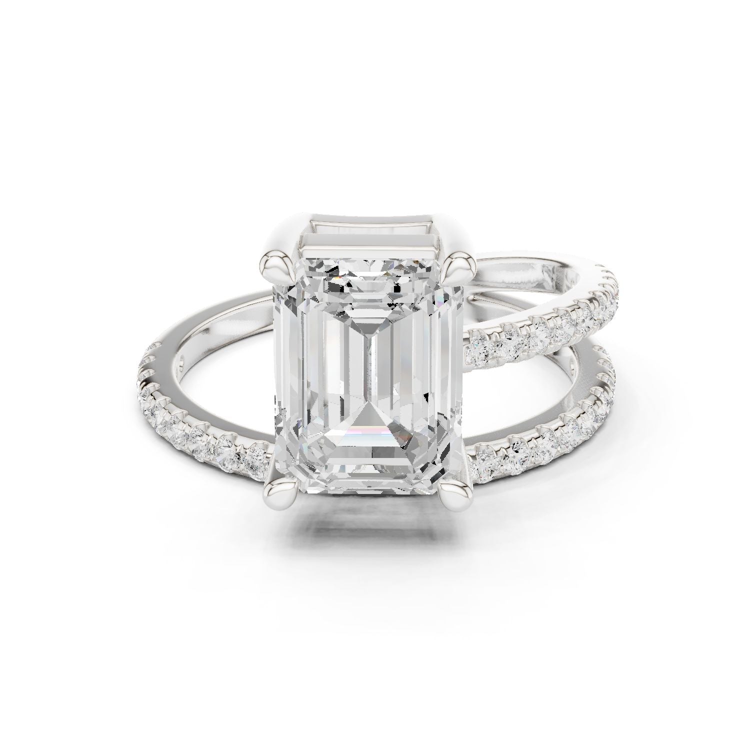 Emerald Lab Grown Diamond Pave Engagement Ring