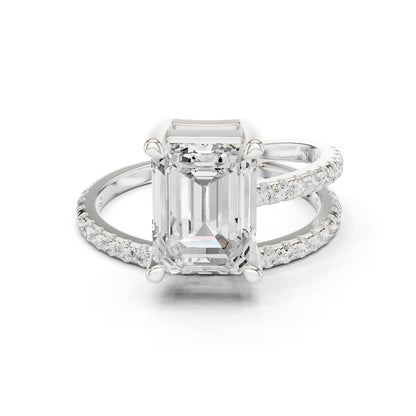Emerald Lab Grown Diamond Pave Engagement Ring