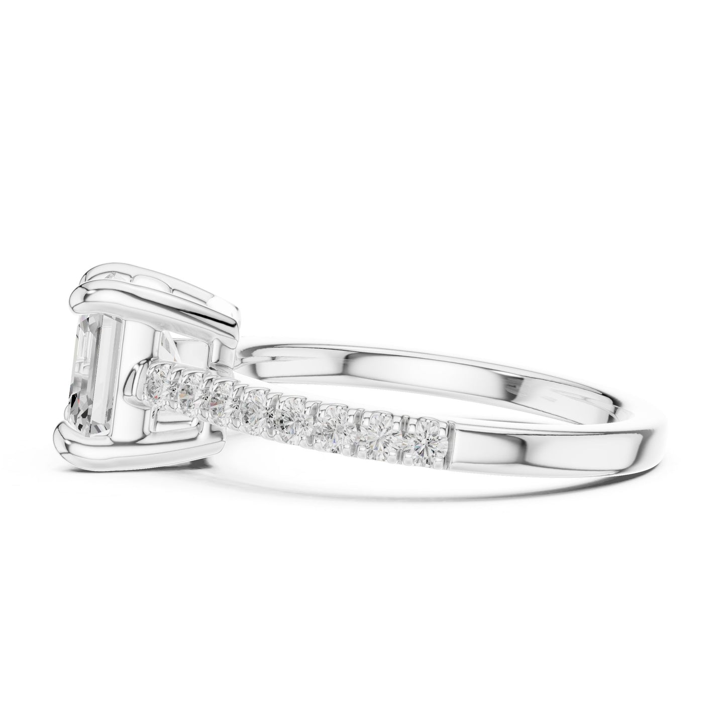 Emerald Lab Grown Diamond Pave Engagement Ring