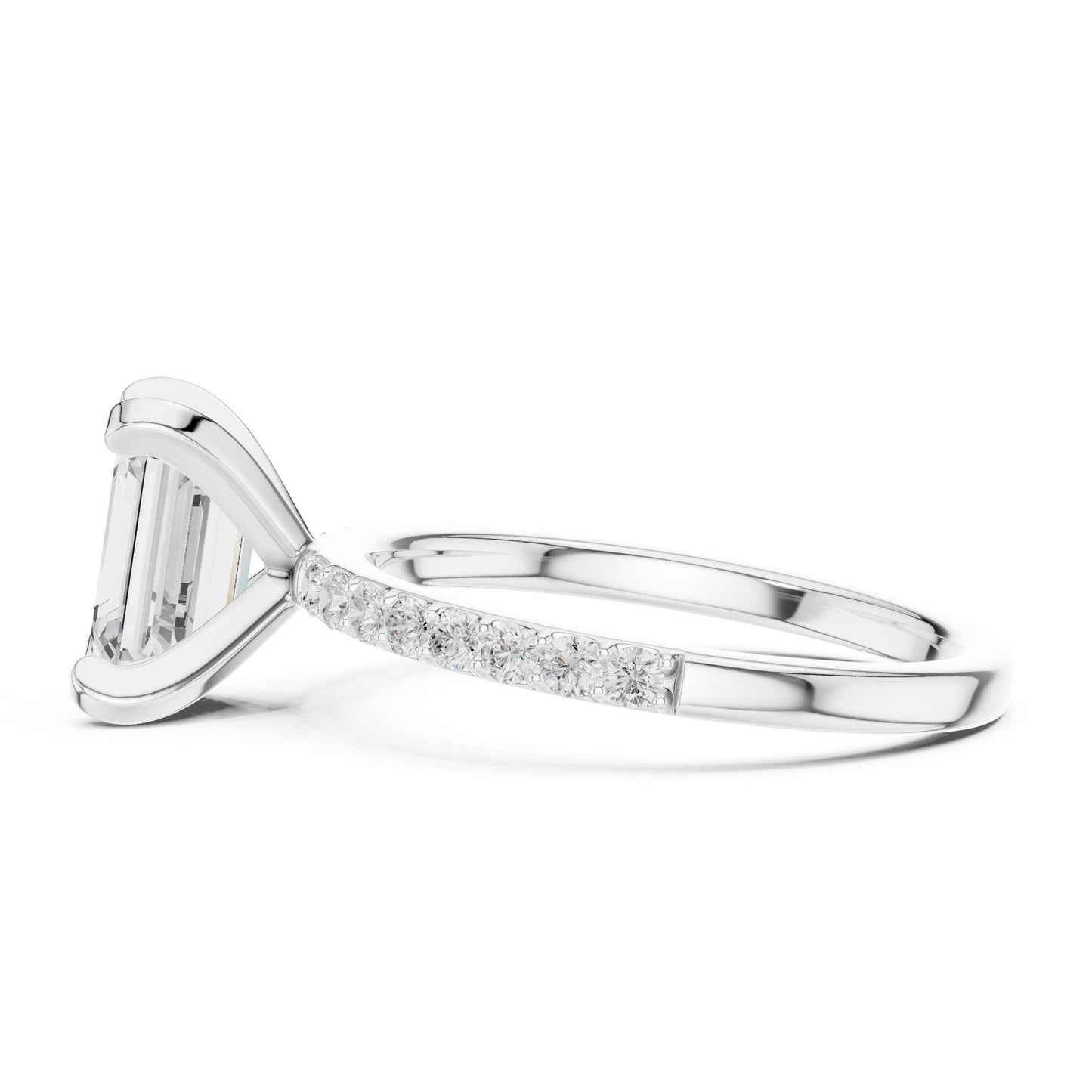 Emerald Lab Grown Diamond Pave Engagement Ring