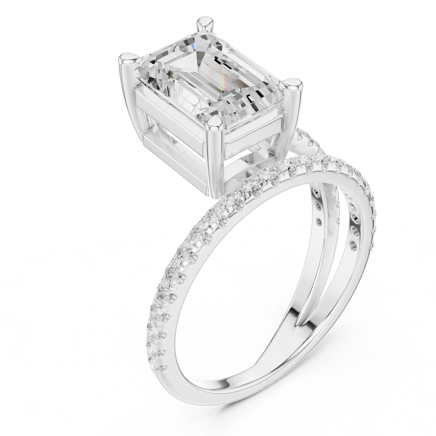 Emerald Lab Grown Diamond Pave Engagement Ring