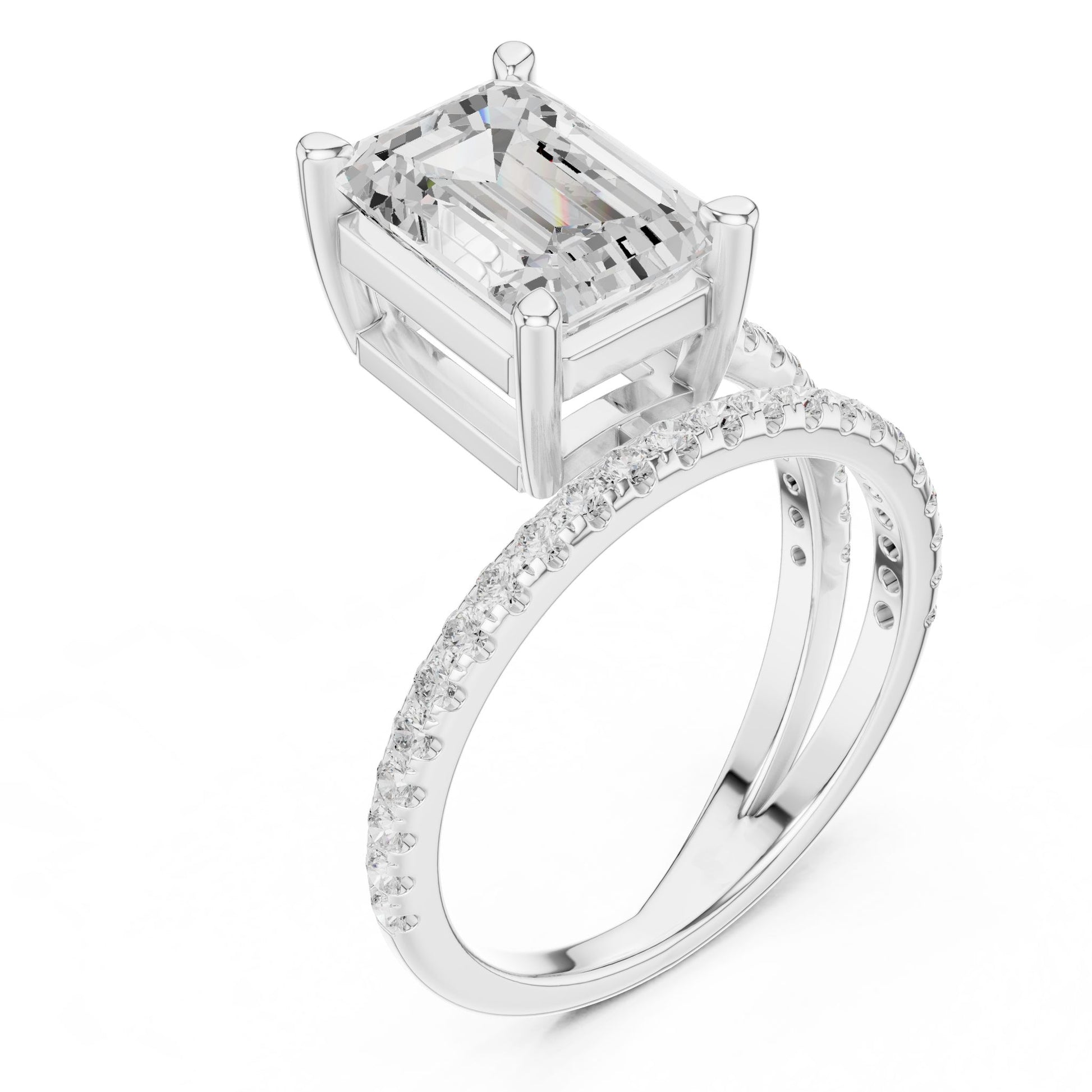 Emerald Lab Grown Diamond Pave Engagement Ring
