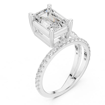 Emerald Lab Grown Diamond Pave Engagement Ring