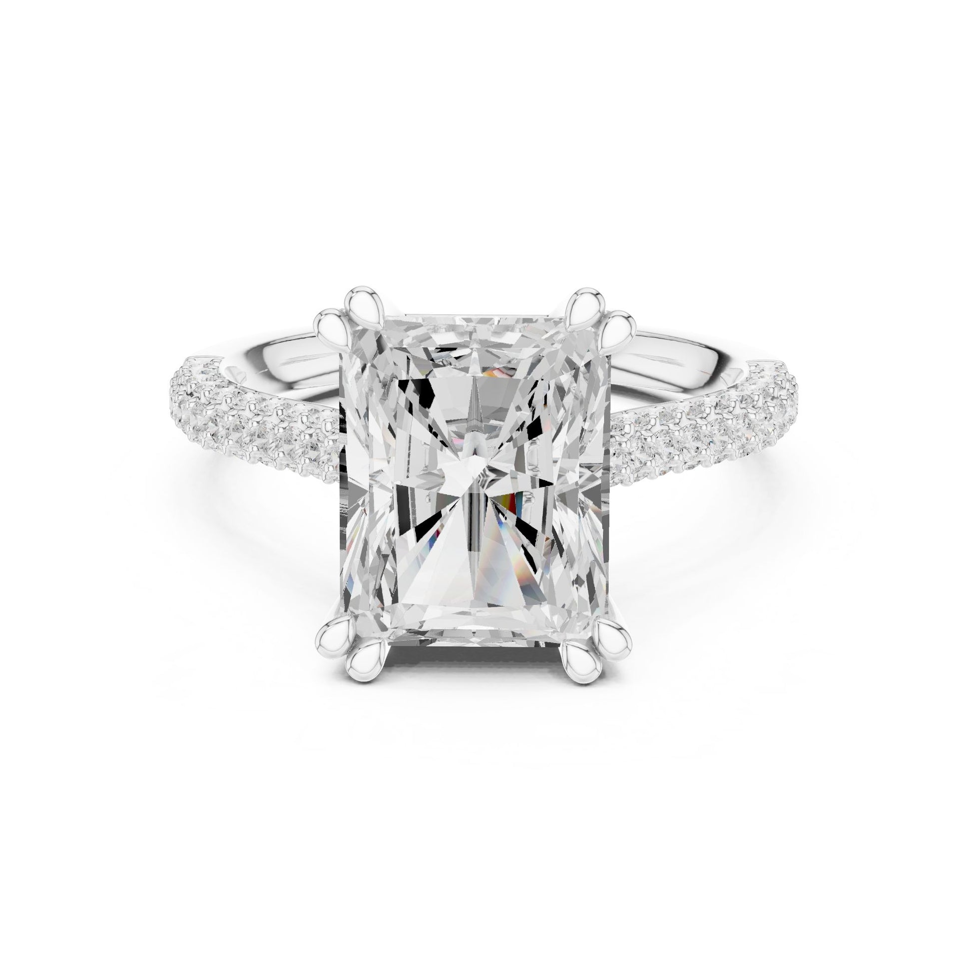 Emerald Lab Grown Diamond Pave Engagement Ring