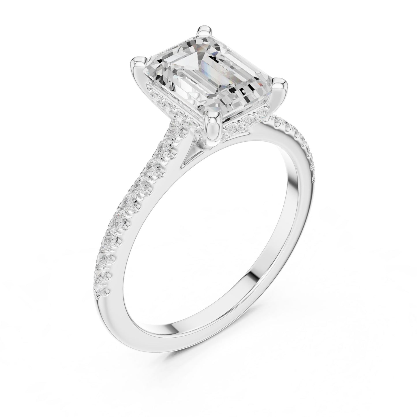 Emerald Lab Grown Diamond Pave Engagement Ring